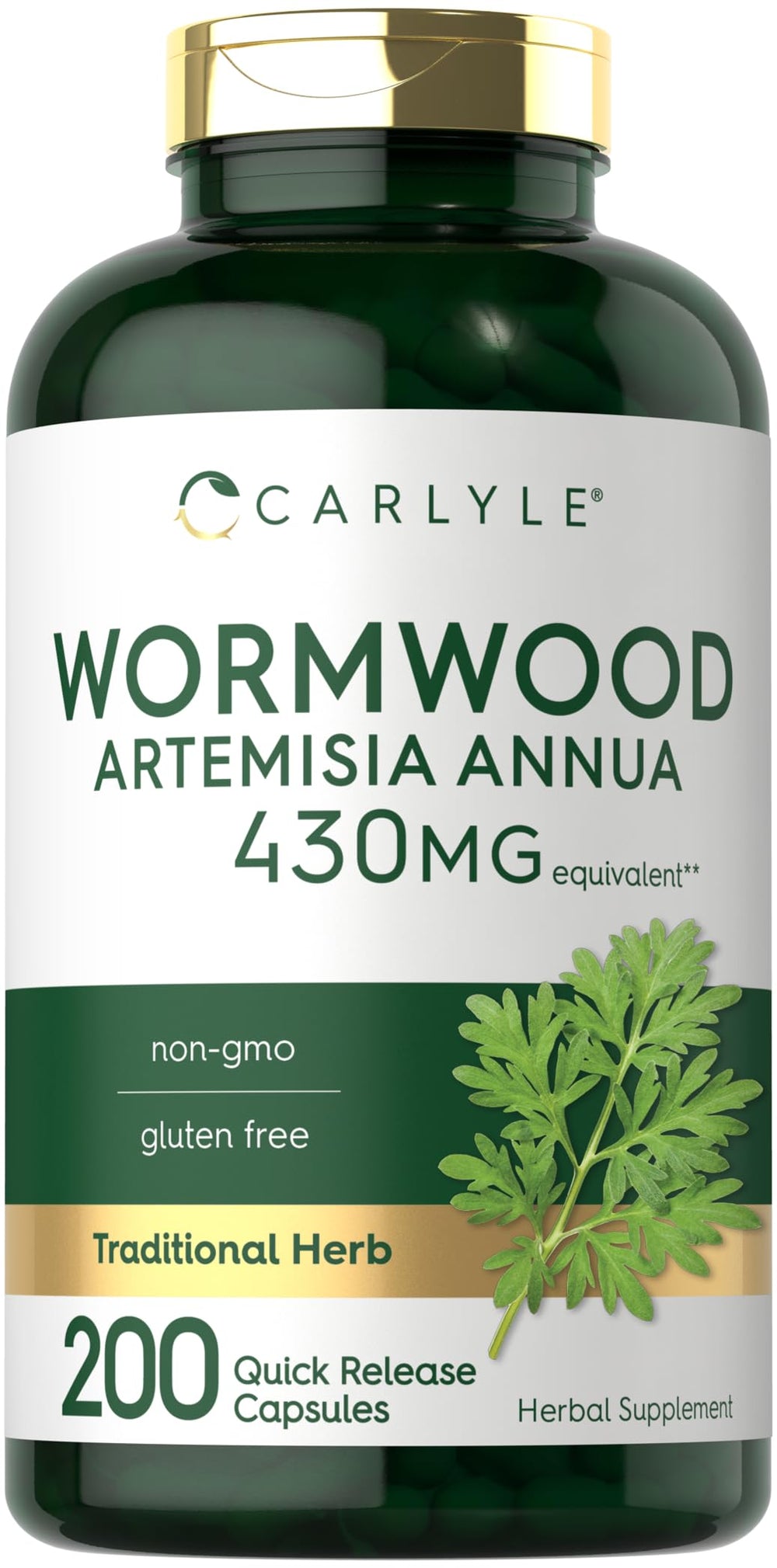 Carlyle Wormwood bottle front highlights 430 mg per capsule potency