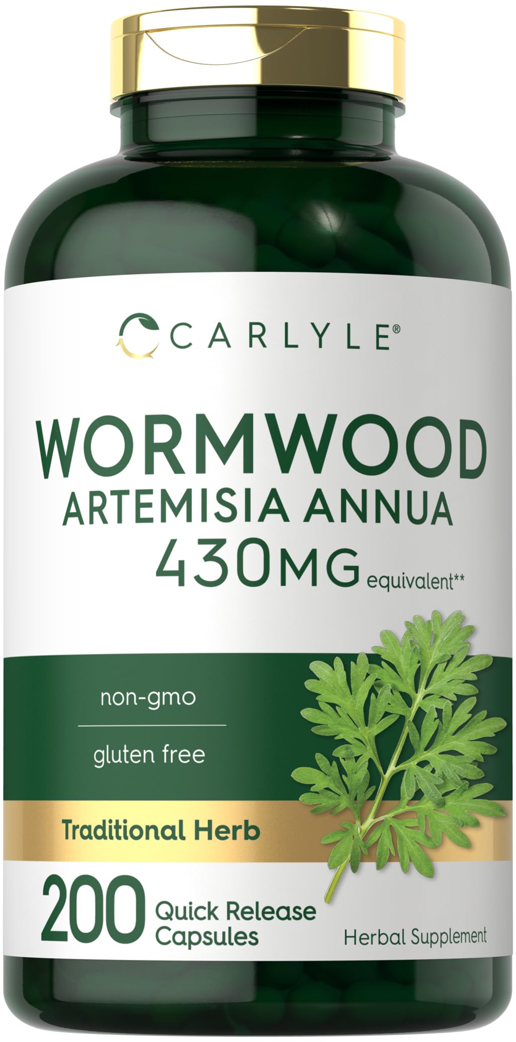 Carlyle Wormwood bottle front highlights 430 mg per capsule potency