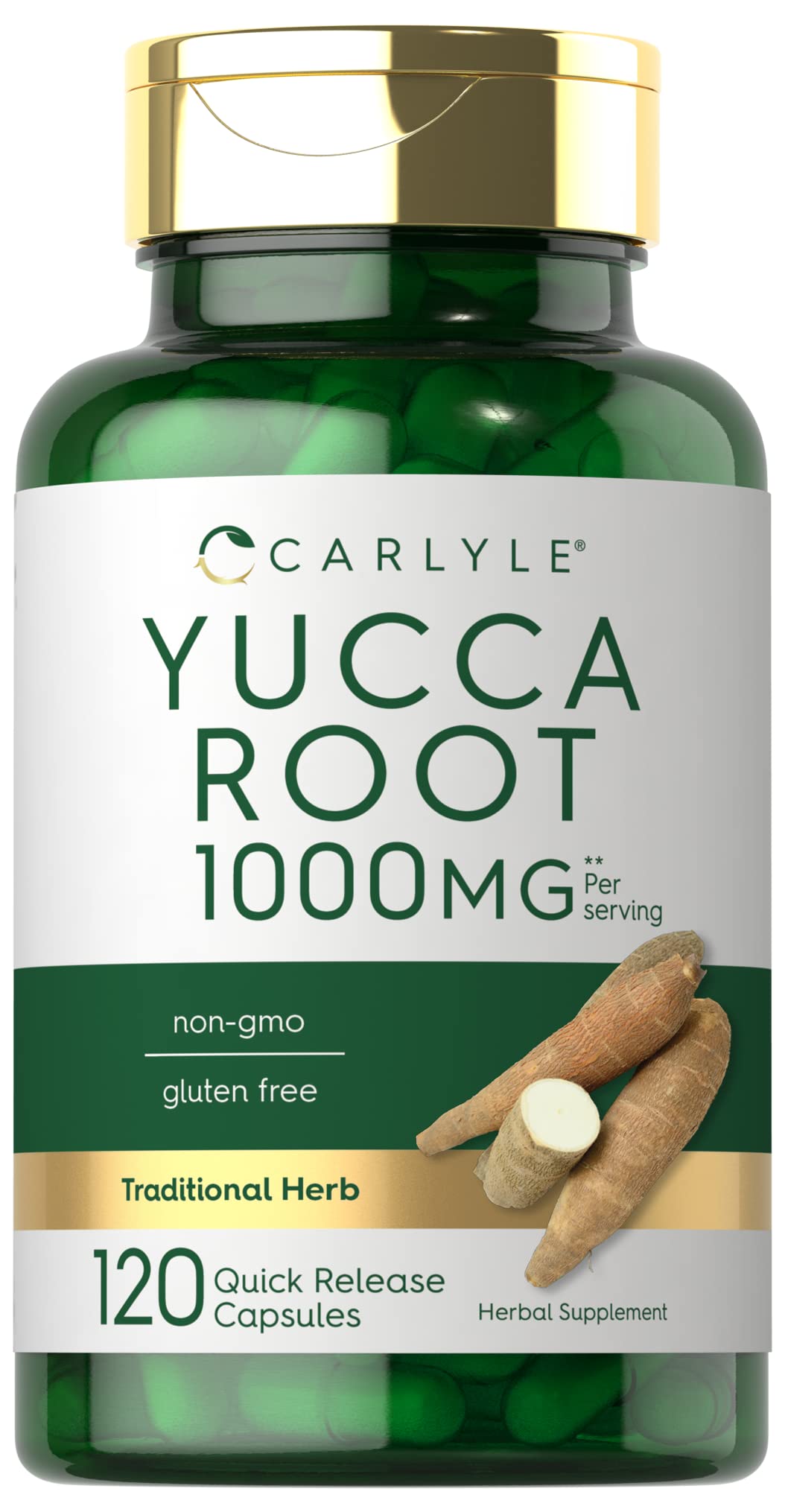 Carlyle Yucca Root Extract 1000mg bottle, convenient daily capsules for balanced wellness.