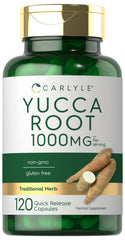 Carlyle Yucca Root Extract 1000mg bottle, convenient daily capsules for balanced wellness.
