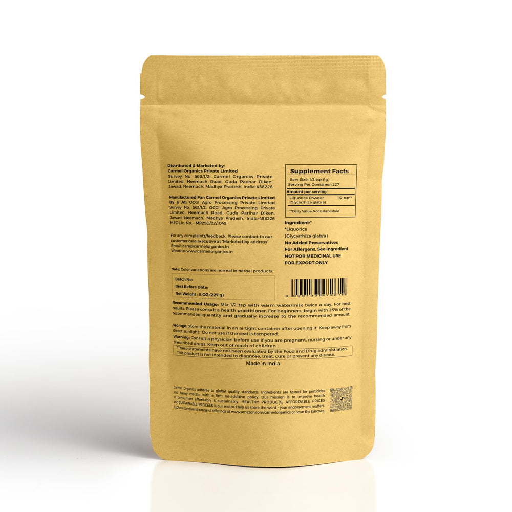 Spoonful of Carmel Organics licorice root powder for everyday use.