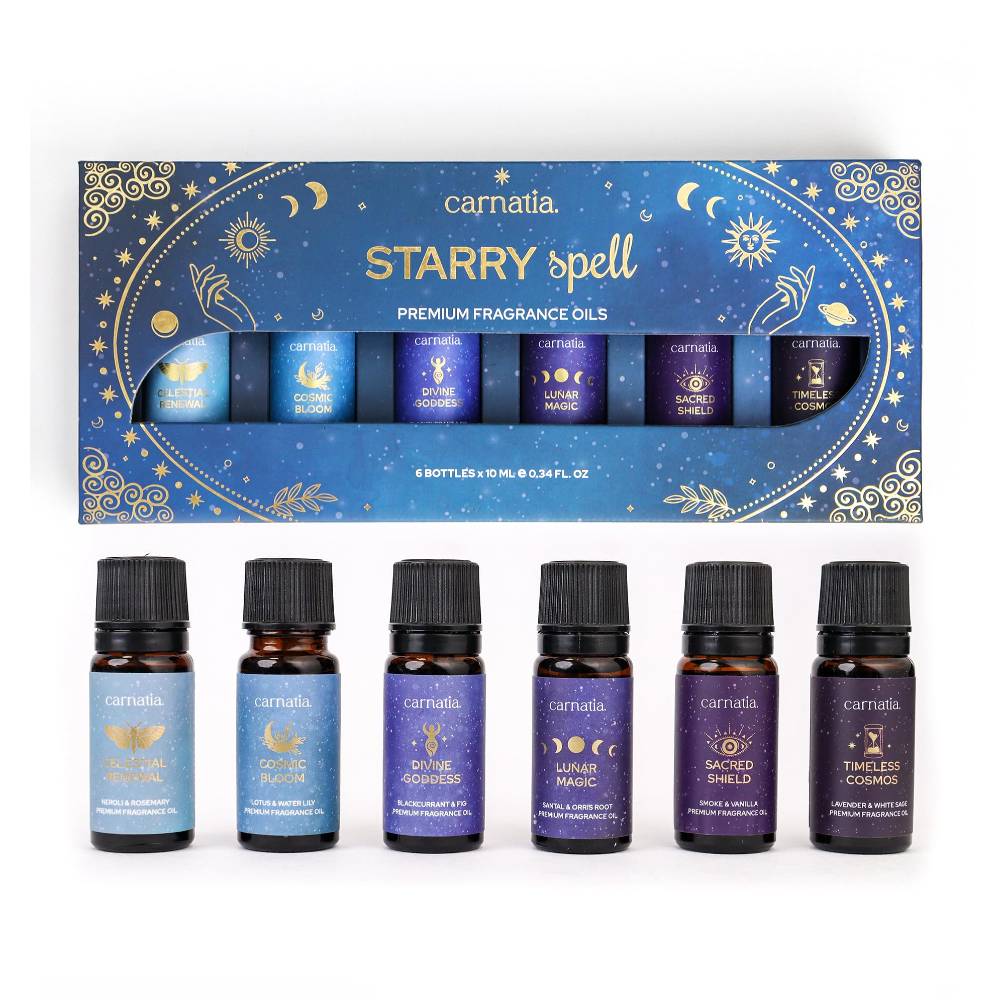 Carnatia Starry Spell bottles and diffuser for calming ambiance