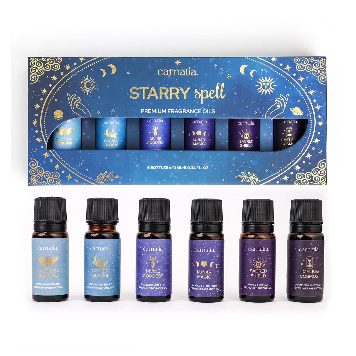 Carnatia Starry Spell bottles and diffuser for calming ambiance