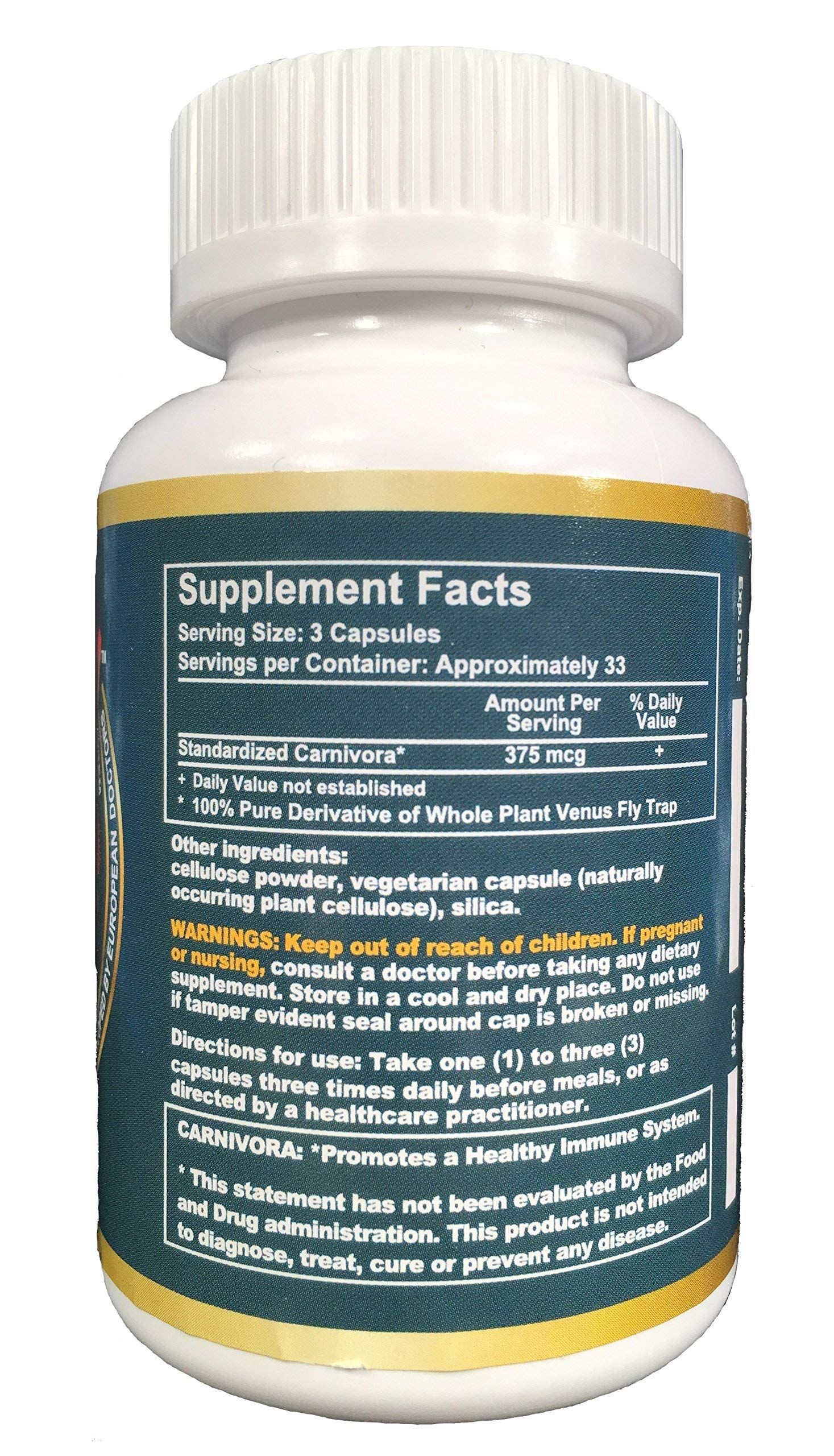 Carnivora Vegi-Caps nutrition facts panel supports informed choices.