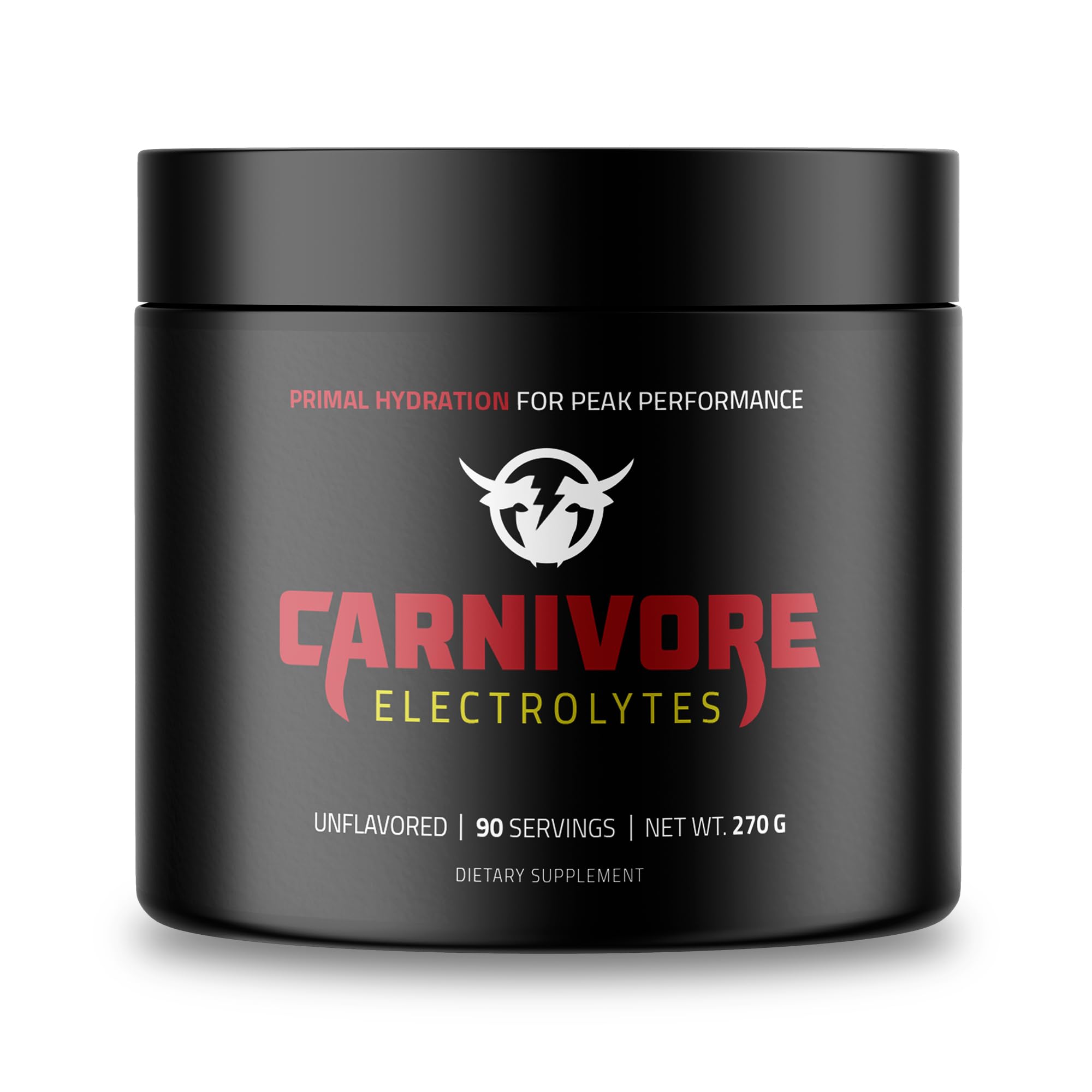 Carnivore Electrolytes bottle front view for quick hydration on the go.