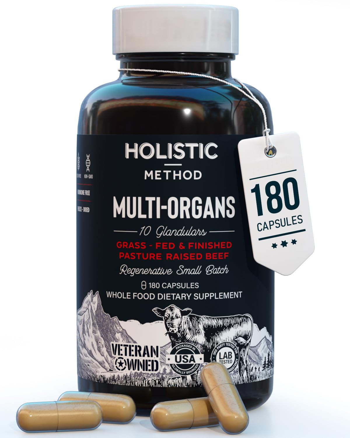 Carnivore Method beef organ supplement bottle featuring liver focus for daily nutrient support.