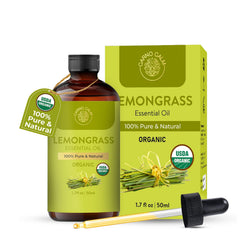 Carno Calm Aceite Esencial Citronela en botella ámbar para aromaterapia.