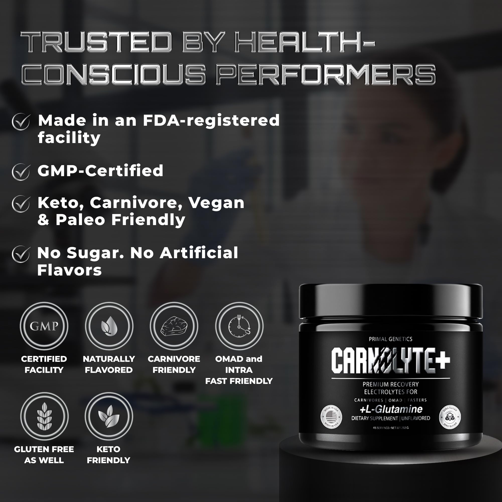 CARNOLYTE+ setup for balanced hydration during workouts or fasting.