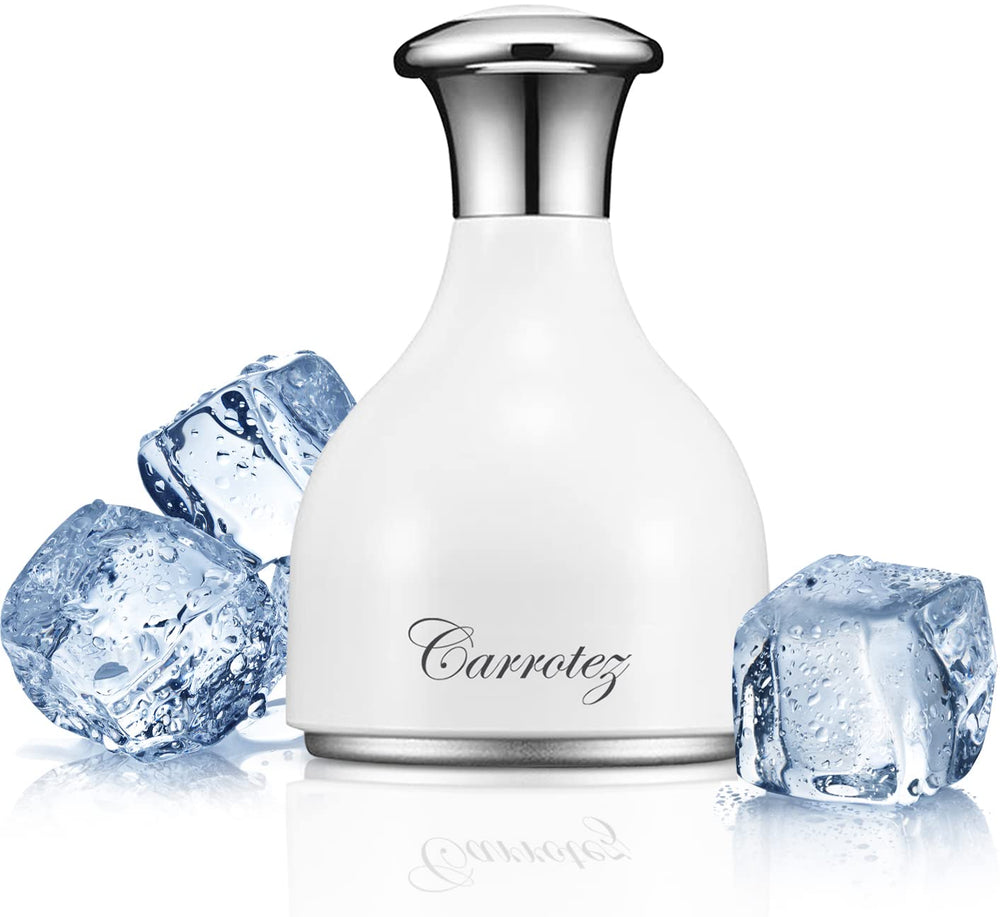 Carrotez ice roller face closeup showing cooling plate for refreshing skin