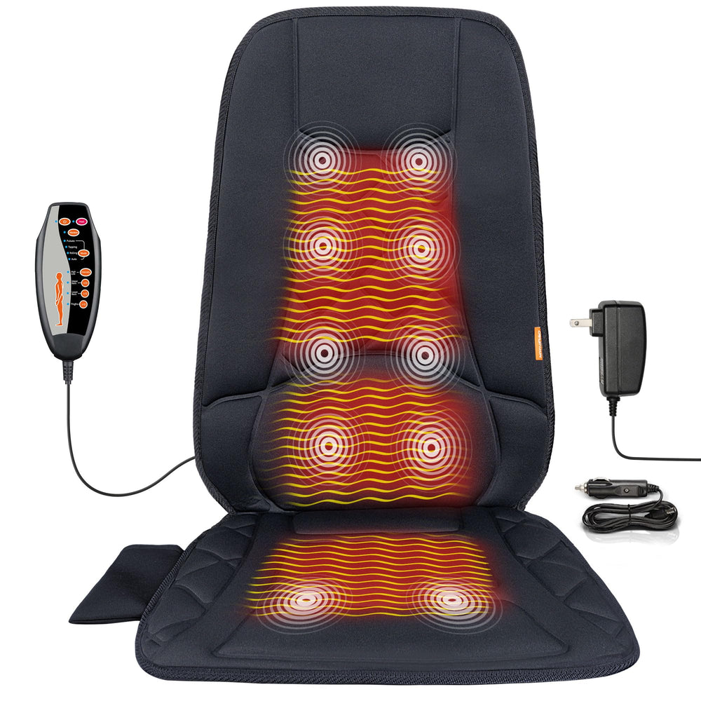 CARSHION 10-motor massage seat cushion front view showing compact back support.