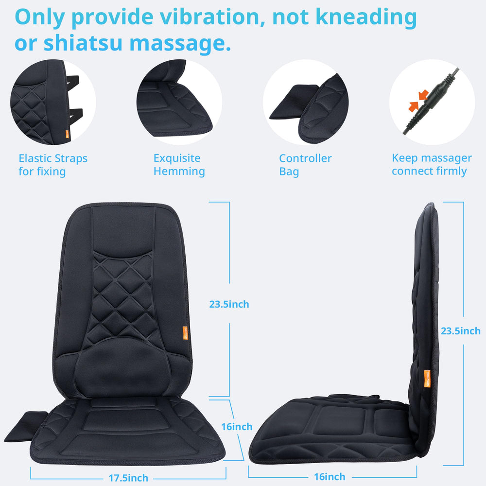 CARSHION five vibration modes targeting upper back, lower back, and thighs for customizable relief.