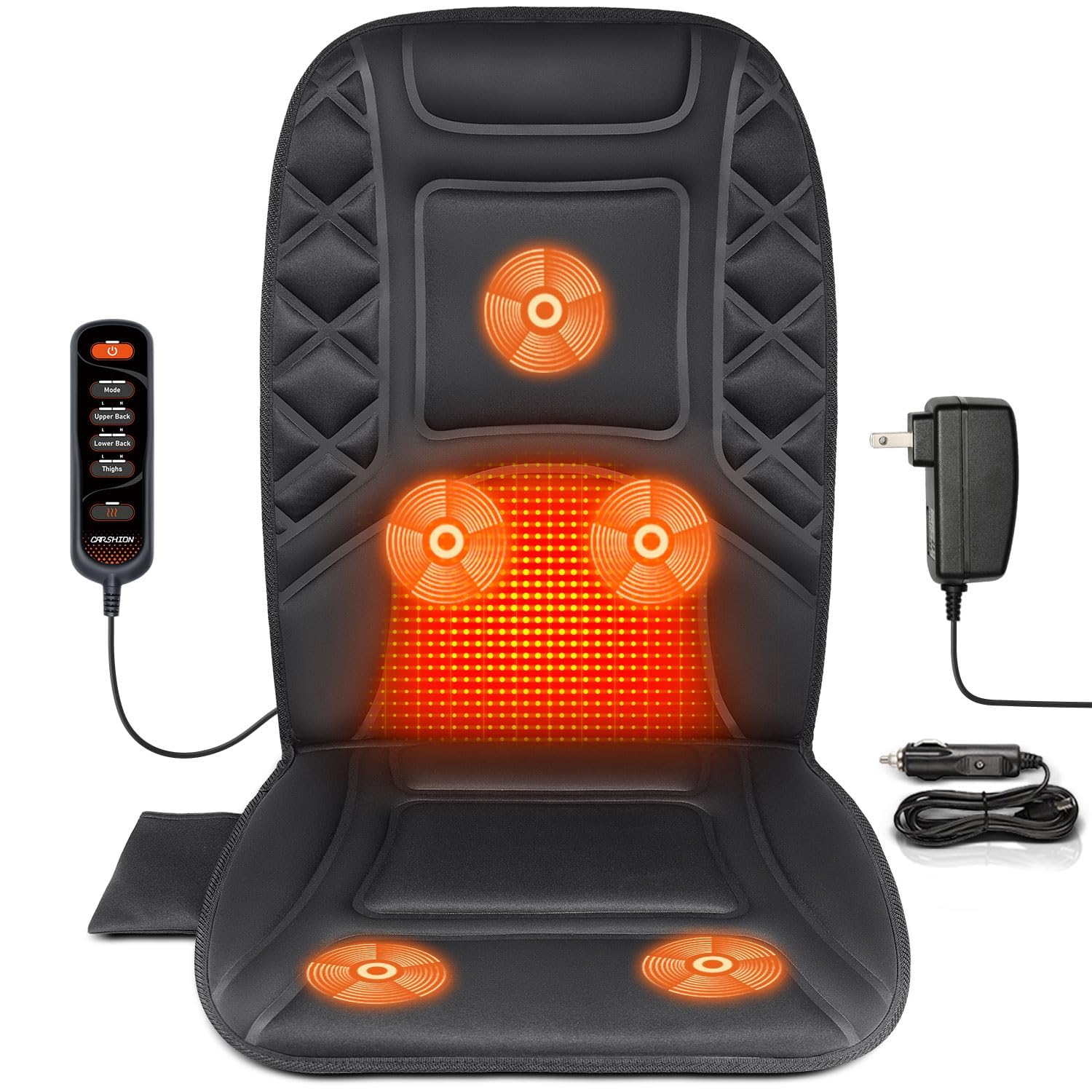 CARSHION back massager with heat seat cushion offering targeted back relief while seated.