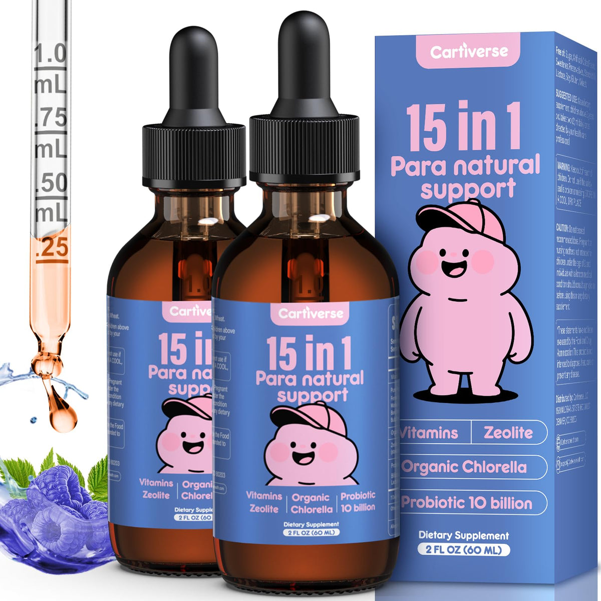 Cartiverse Zeolite Detox Drops bottle ready for daily detox support for families.