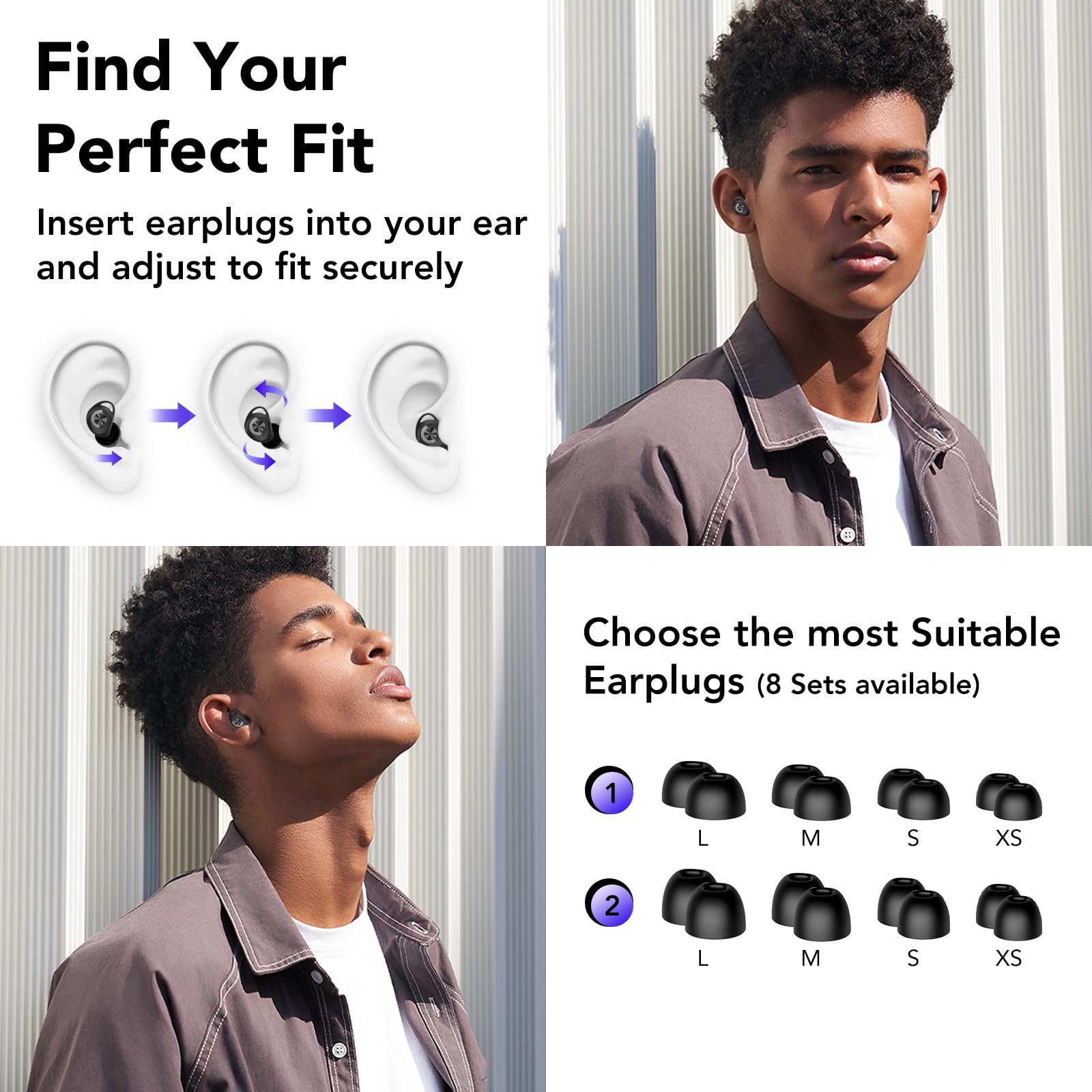 CASCHO earplugs with eight tips for a personalized, comfortable fit