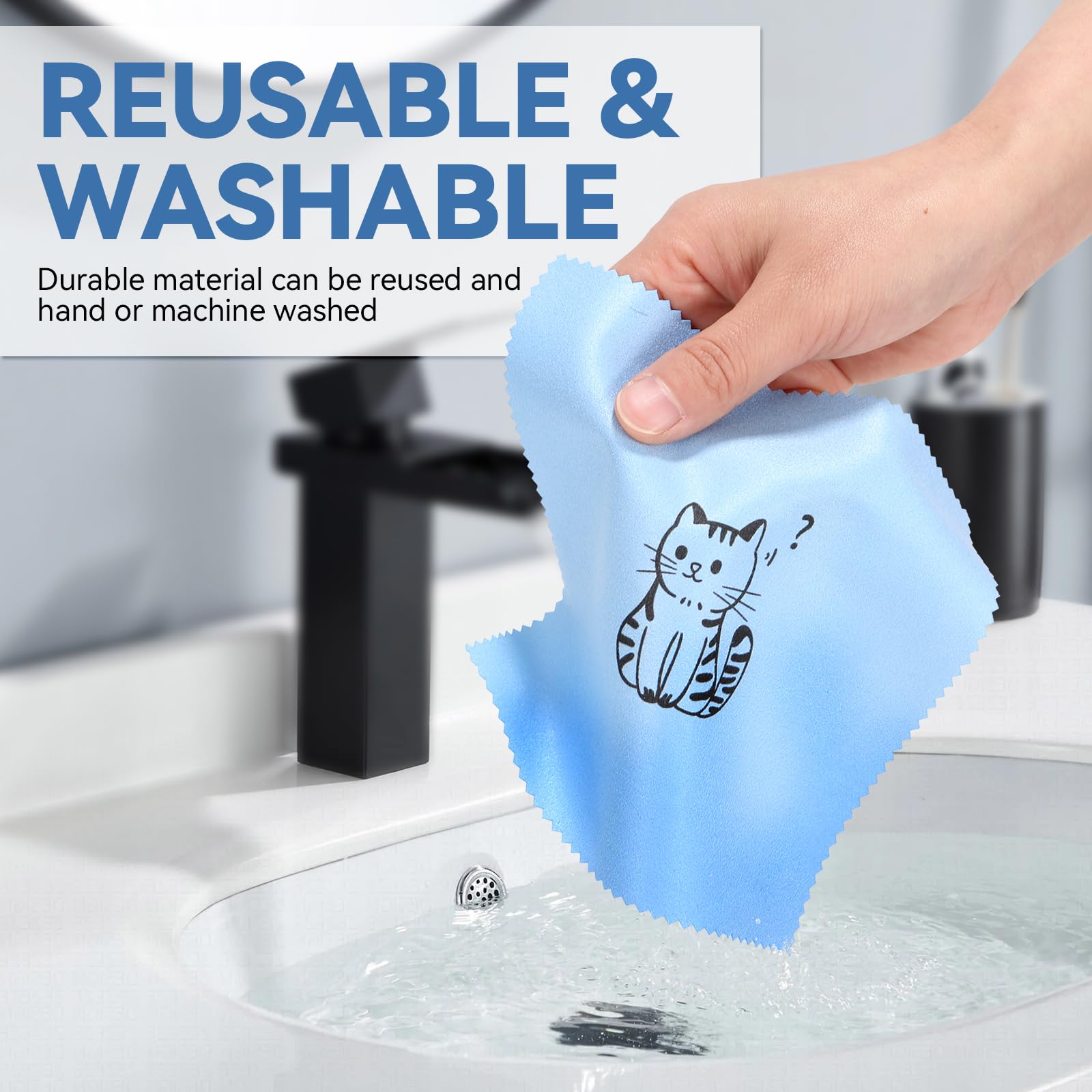Cat durable cloth cleans dust, fingerprints, and oil from screens and lenses