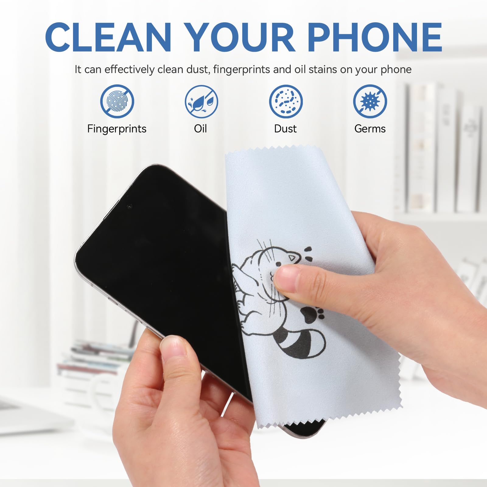 Cat pocket-size eyeglasses cleaning cloth for on-the-go care