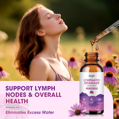 Catfit Lymphatic Drainage Drops herbal blend in bowl, showcasing the 11-herb mix.
