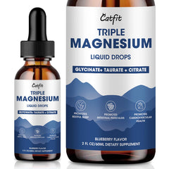 Catfit magnesium glycinate liquid drops bottle with blueberry flavor for easy nightly relaxation