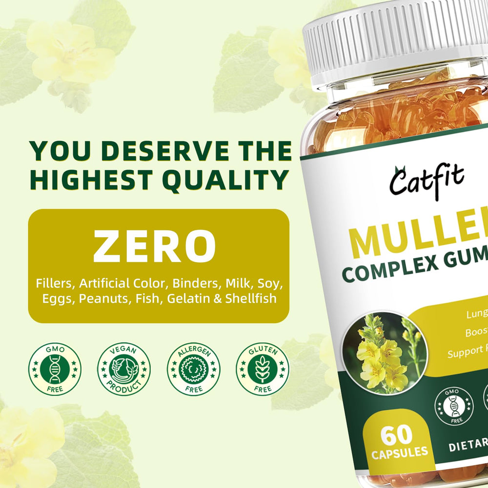 Catfit Mullein Gummies 2-pack packaging highlights value and convenience.