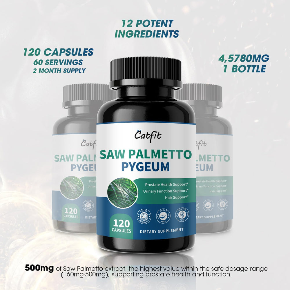 Catfit Saw Palmetto complete box set with guide for everyday wellness.