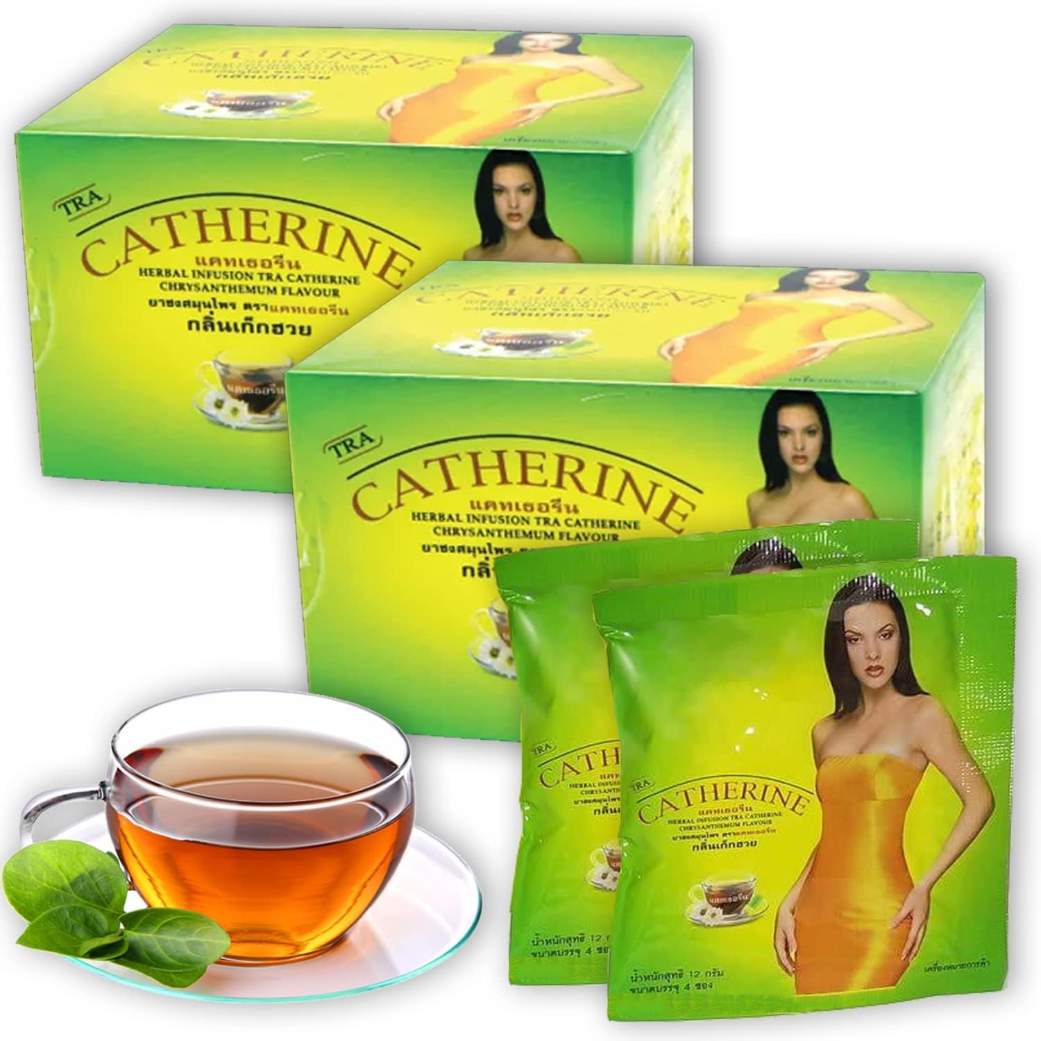 Catherine Chrysanthemum Detox Tea Thai 2 Box tea bags ready for a soothing brew.