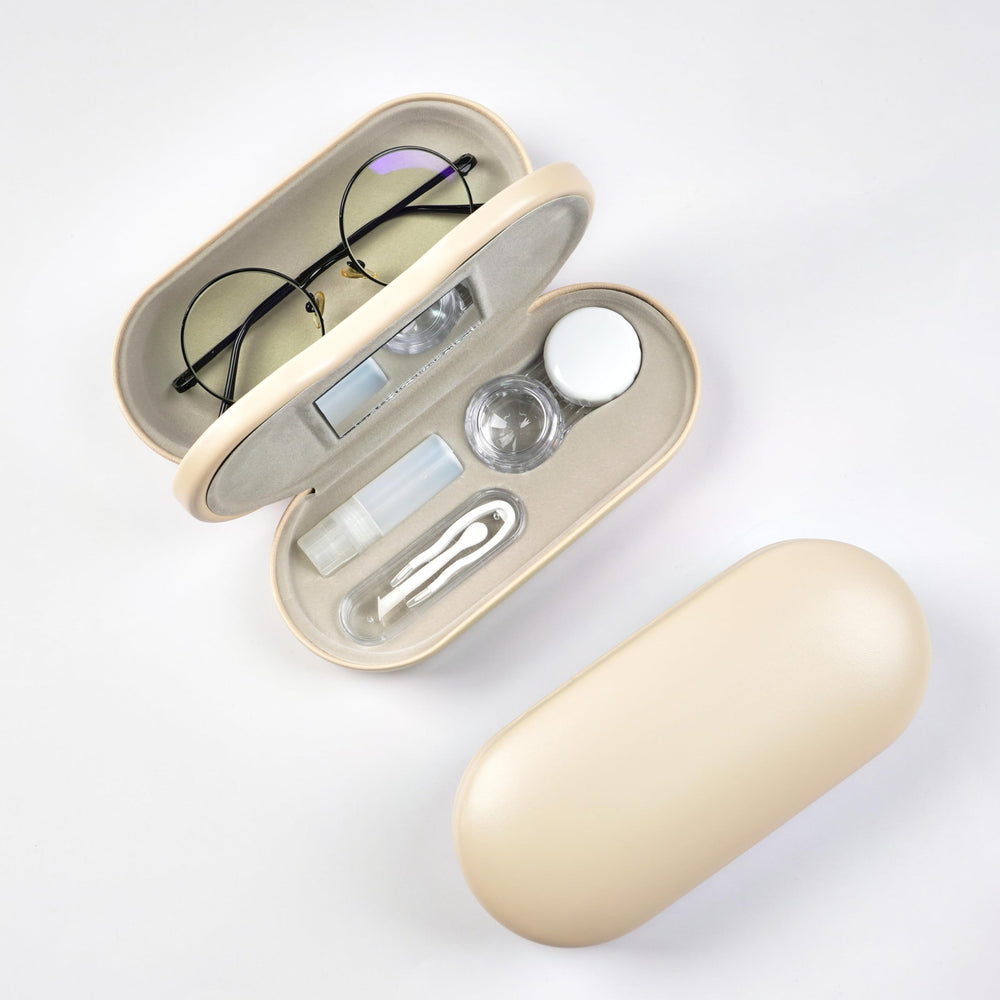 Cauyuan eyeglass case double-sided travel built-in mirror, handy for quick on-site adjustments.