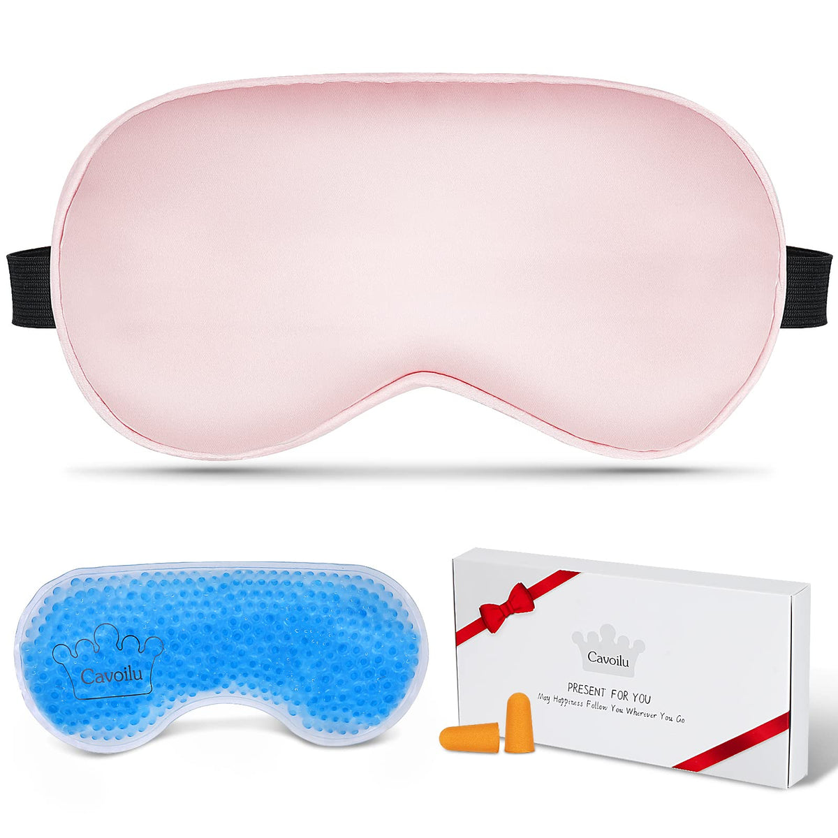 Cavoilu máscara de ojos con gel fría y calor para dormir reparador