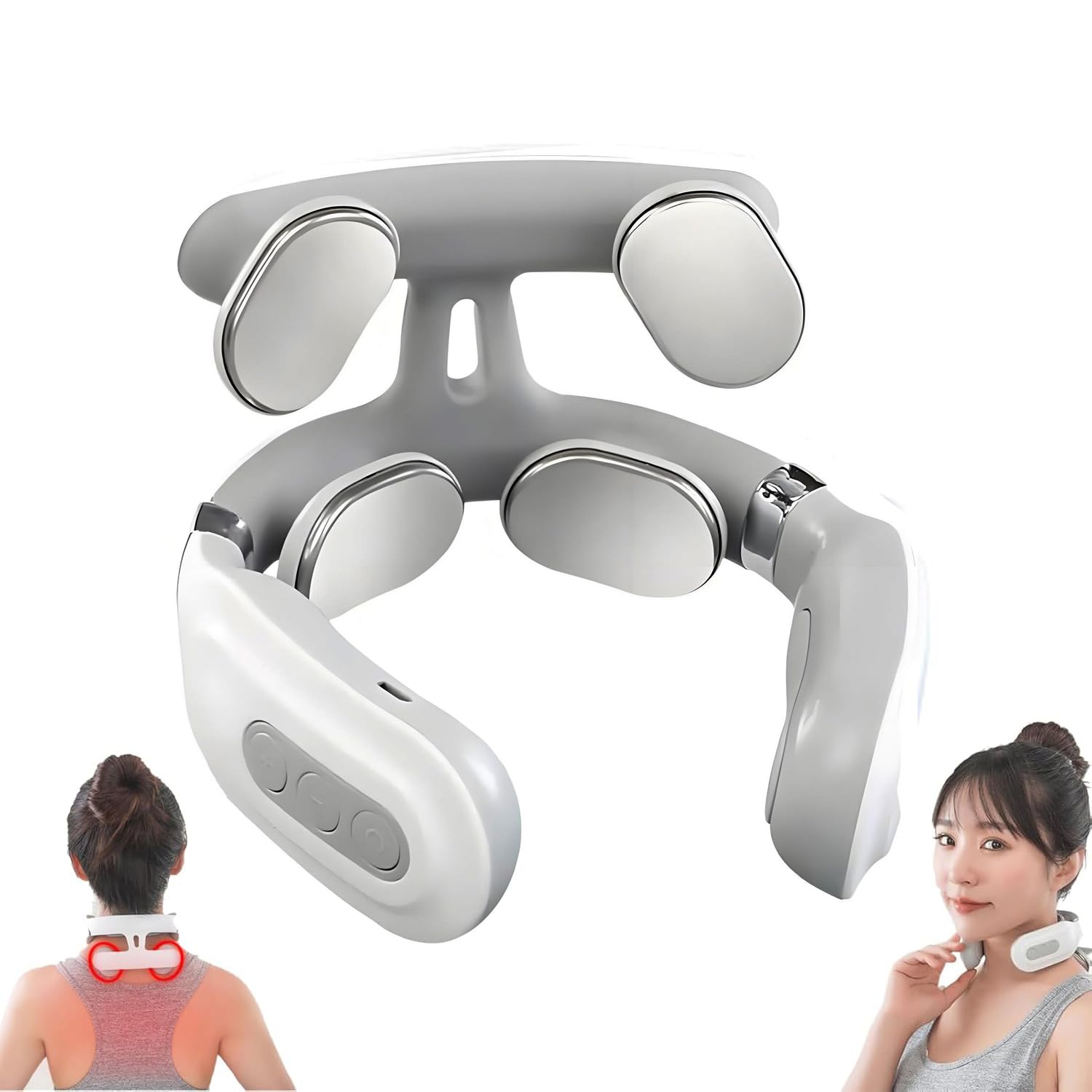 CBDYWVR Vitality Magic Pro 2.0 neck massager white side view for ergonomic neck relief.