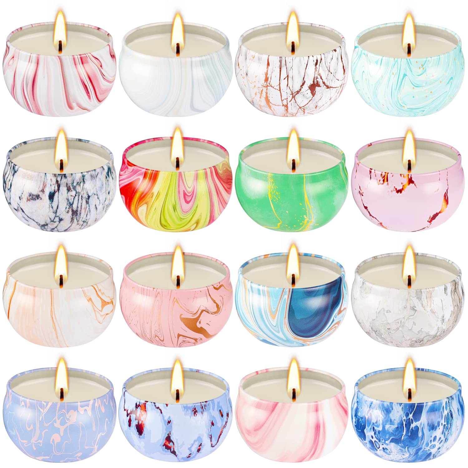 CBHTR 16-fragrances candle set full view enhances room ambience.