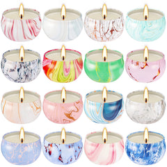 CBHTR 16-fragrances candle set full view enhances room ambience.