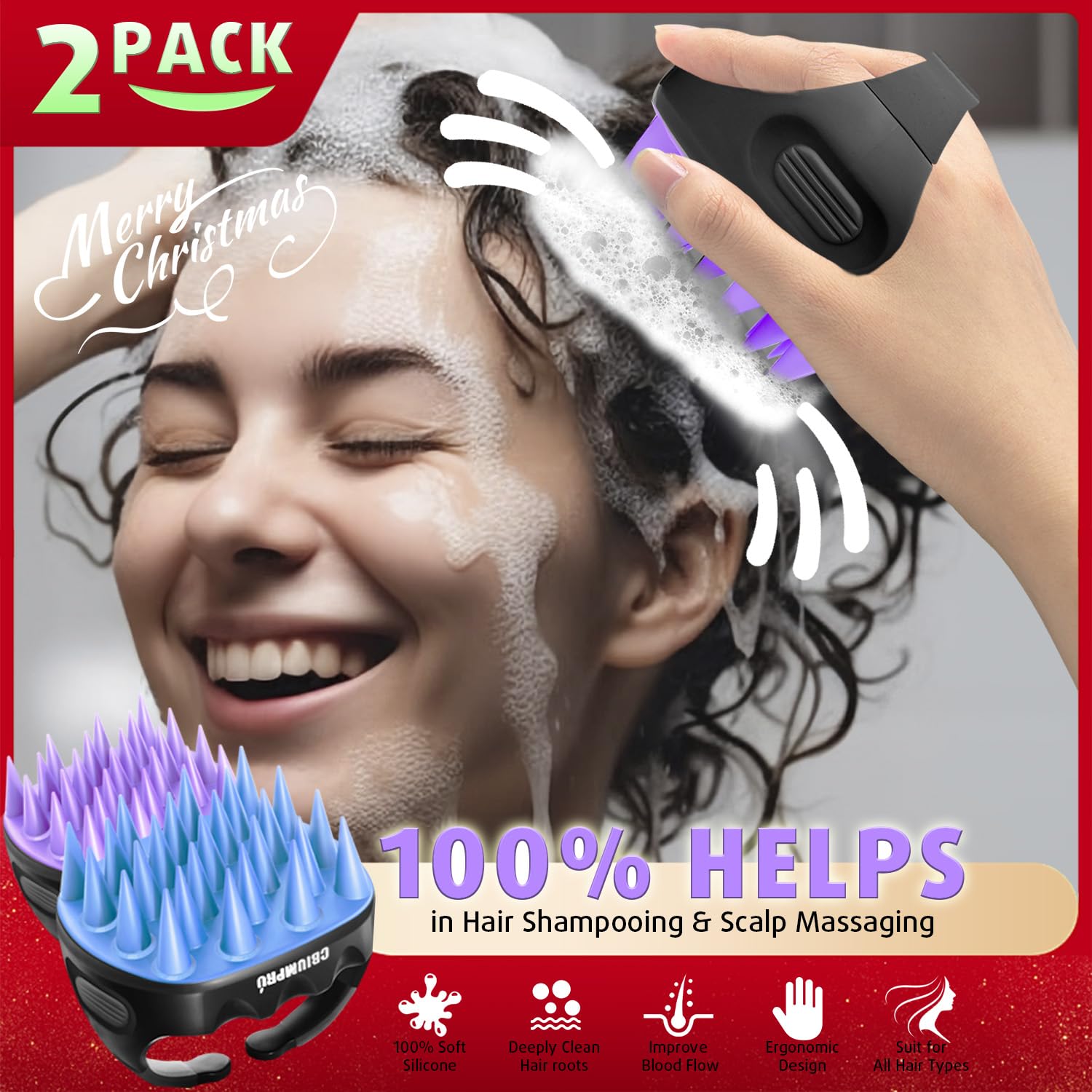 Cbiumpro cepillo masajeador silicona ultra suave: 25 puntas para uso diario cómodo