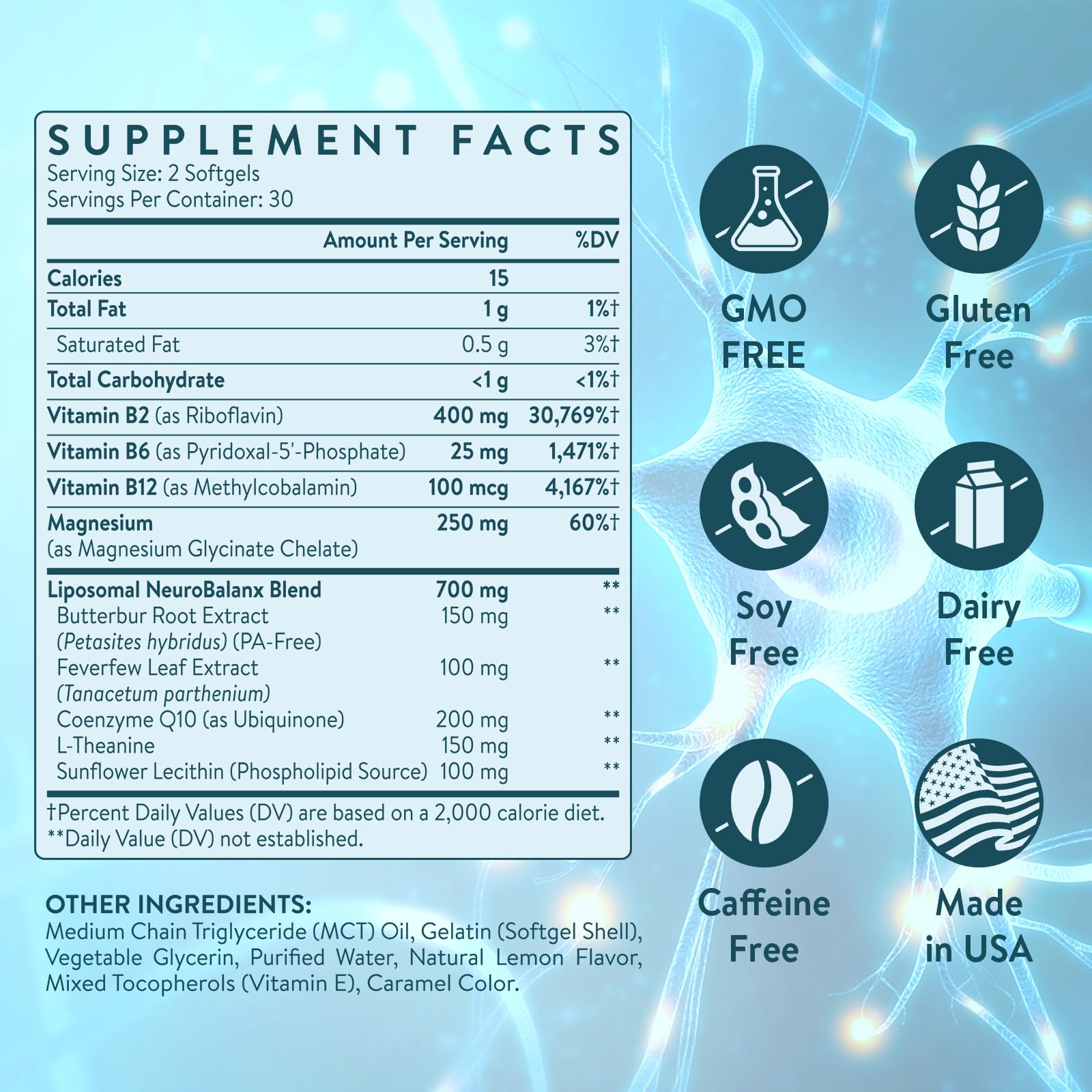 C Calthorvitana Feverfew extract standardized capsule emphasizing active compounds.