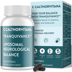 C Calthorvitana Migraine Relief softgel bottle for daily head comfort.