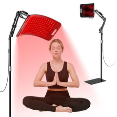 CCGIRU red light therapy lamp with stand for versatile home use.