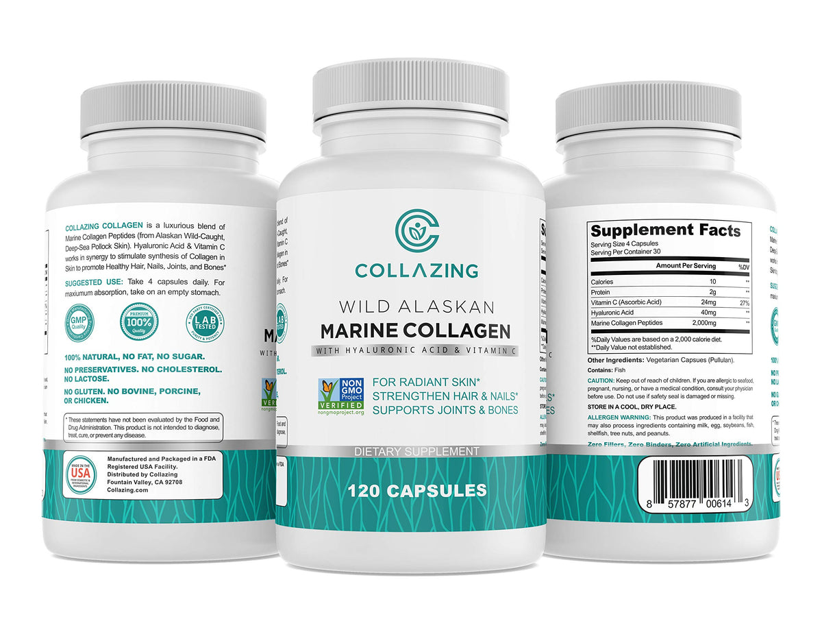 ccollazing alaskan marine collagen bottle showing purity for daily use