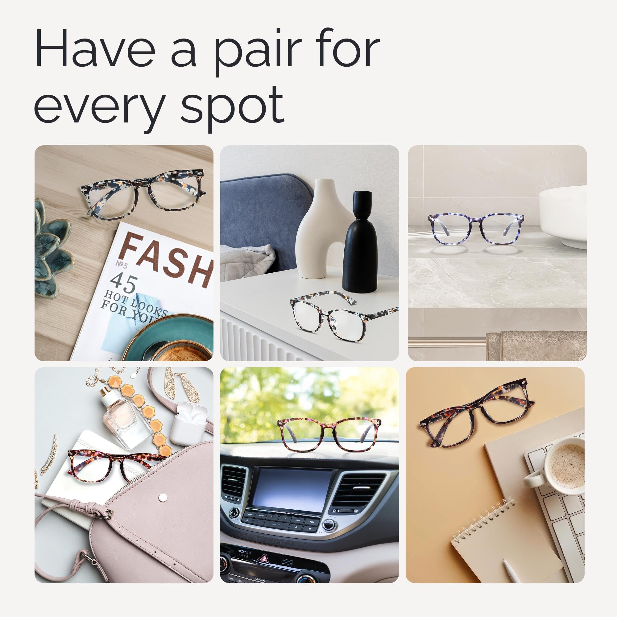 CCVOO close-up vision reading glasses showing clear lens detail