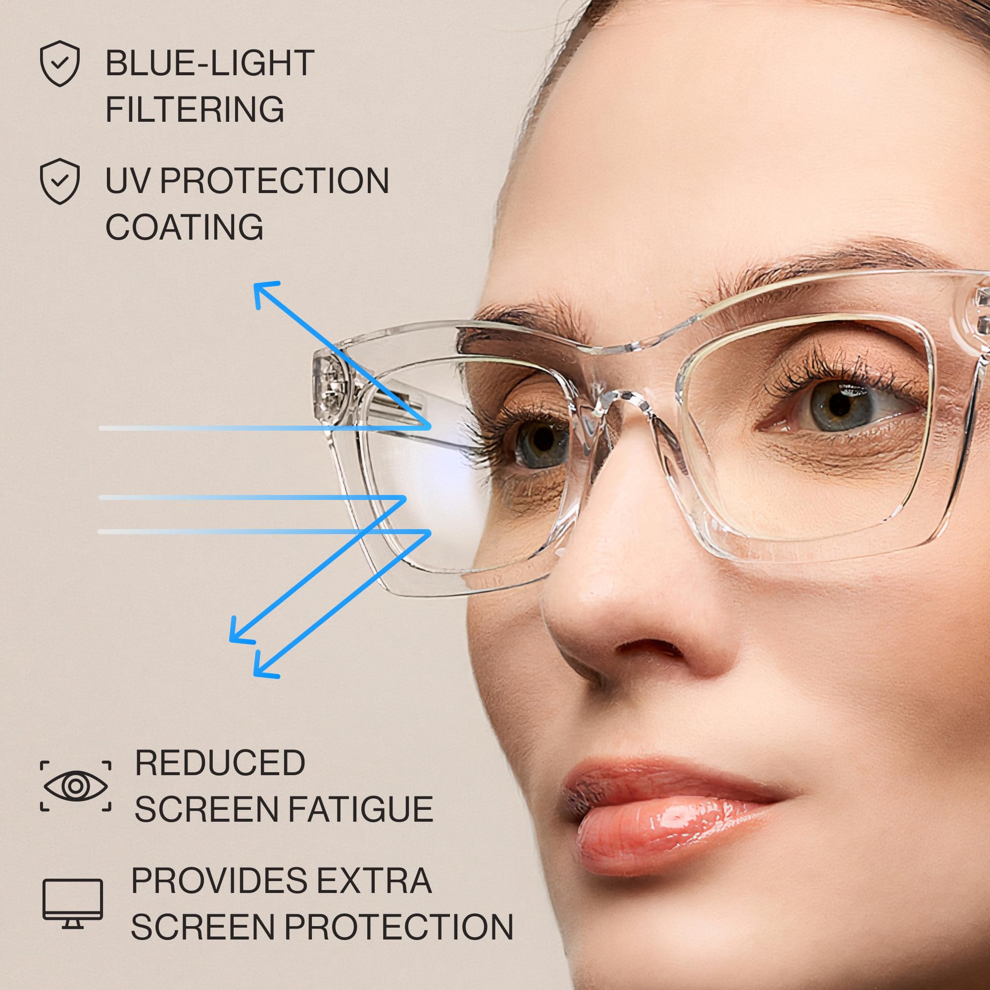 CCVOO Oprah-style reading glasses blue light lenses reduce screen glare