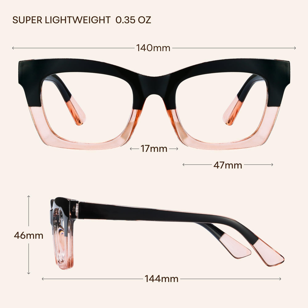 CCVOO Oprah-style readers, side view highlighting spring hinges for comfort