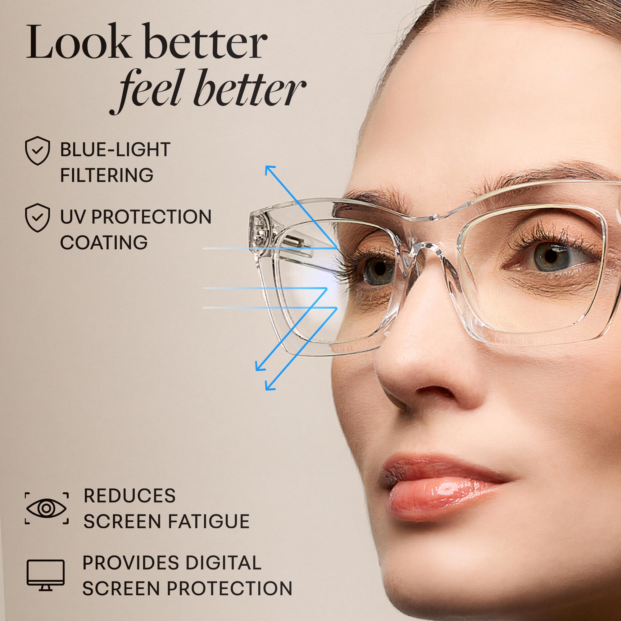 CCVOO Oprah style reading glasses in use during long computer sessions