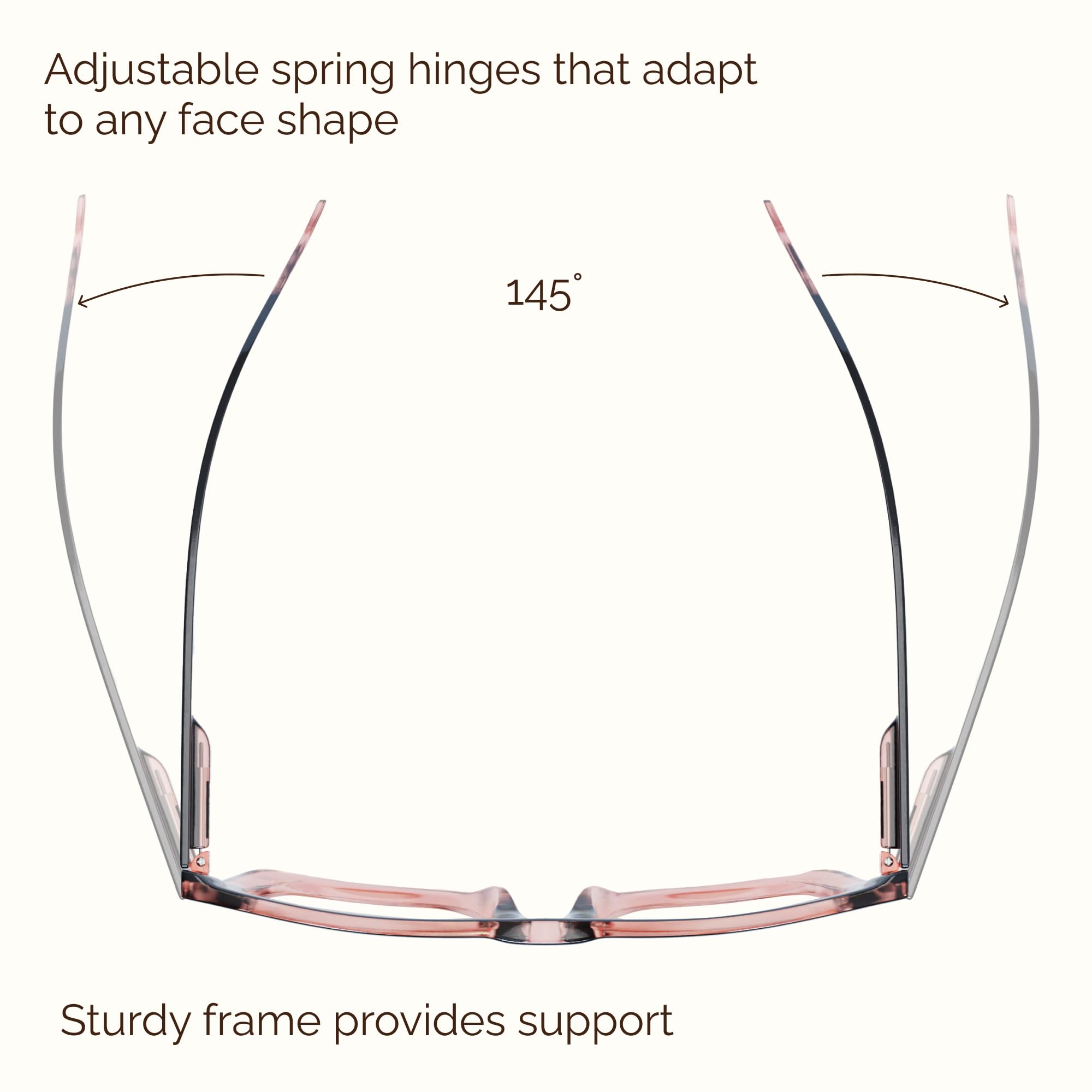 CCVOO spring hinge adapts to many face shapes and movements.