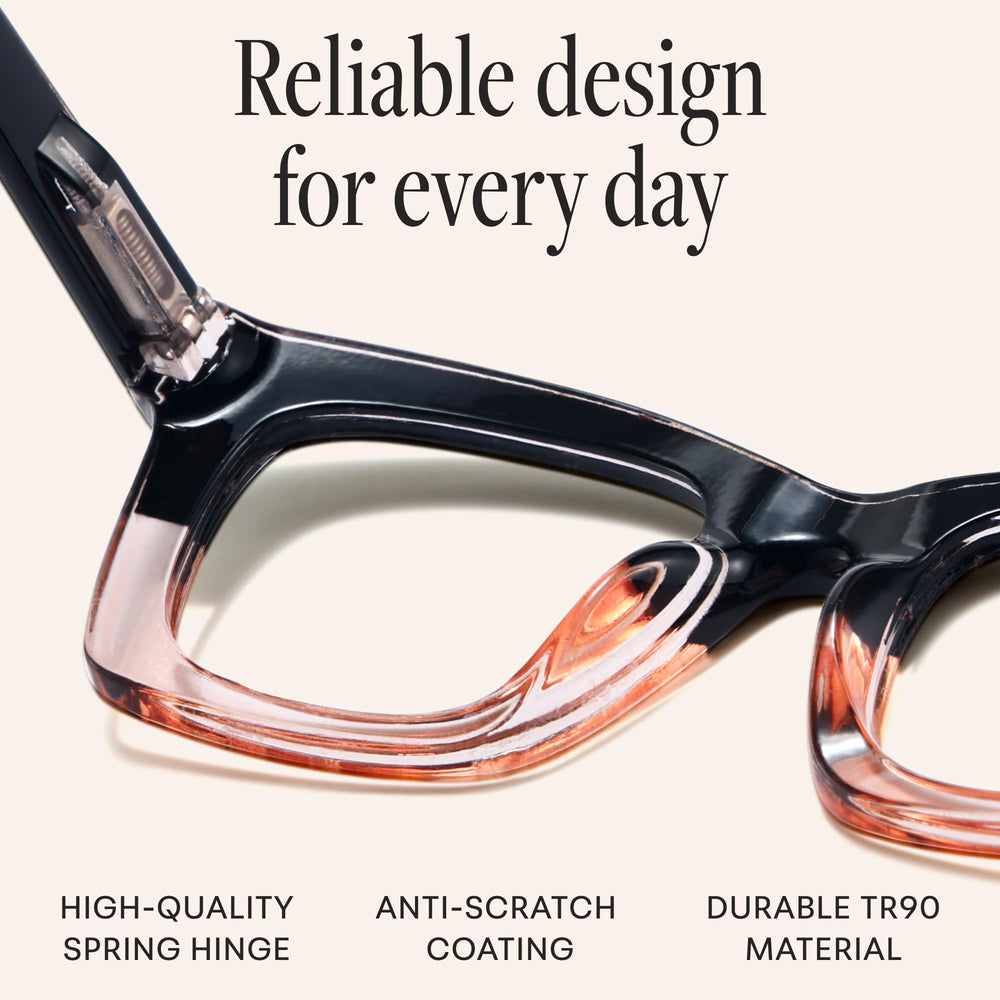 CCVOO spring hinges glasses, front view showing flexible wear