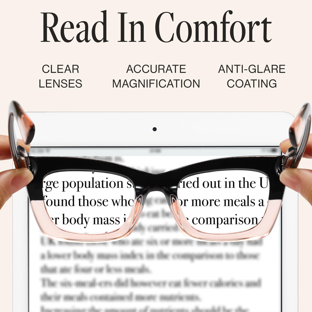 CCVOO stylish-frame reading glasses for women complement outfits while reading comfortably.