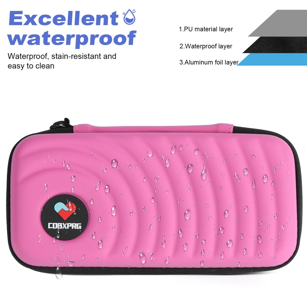 CDBXPRG estuche rosa con packs de hielo reutilizables para refrigerar.
