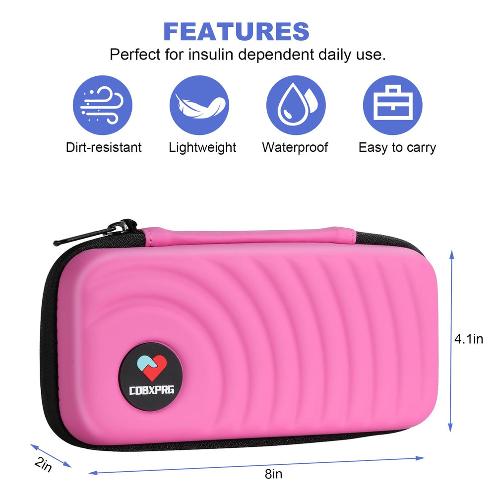 CDBXPRG estuche rosa, interior con correas elásticas para organizar insumos.