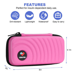 CDBXPRG estuche rosa, interior con correas elásticas para organizar insumos.