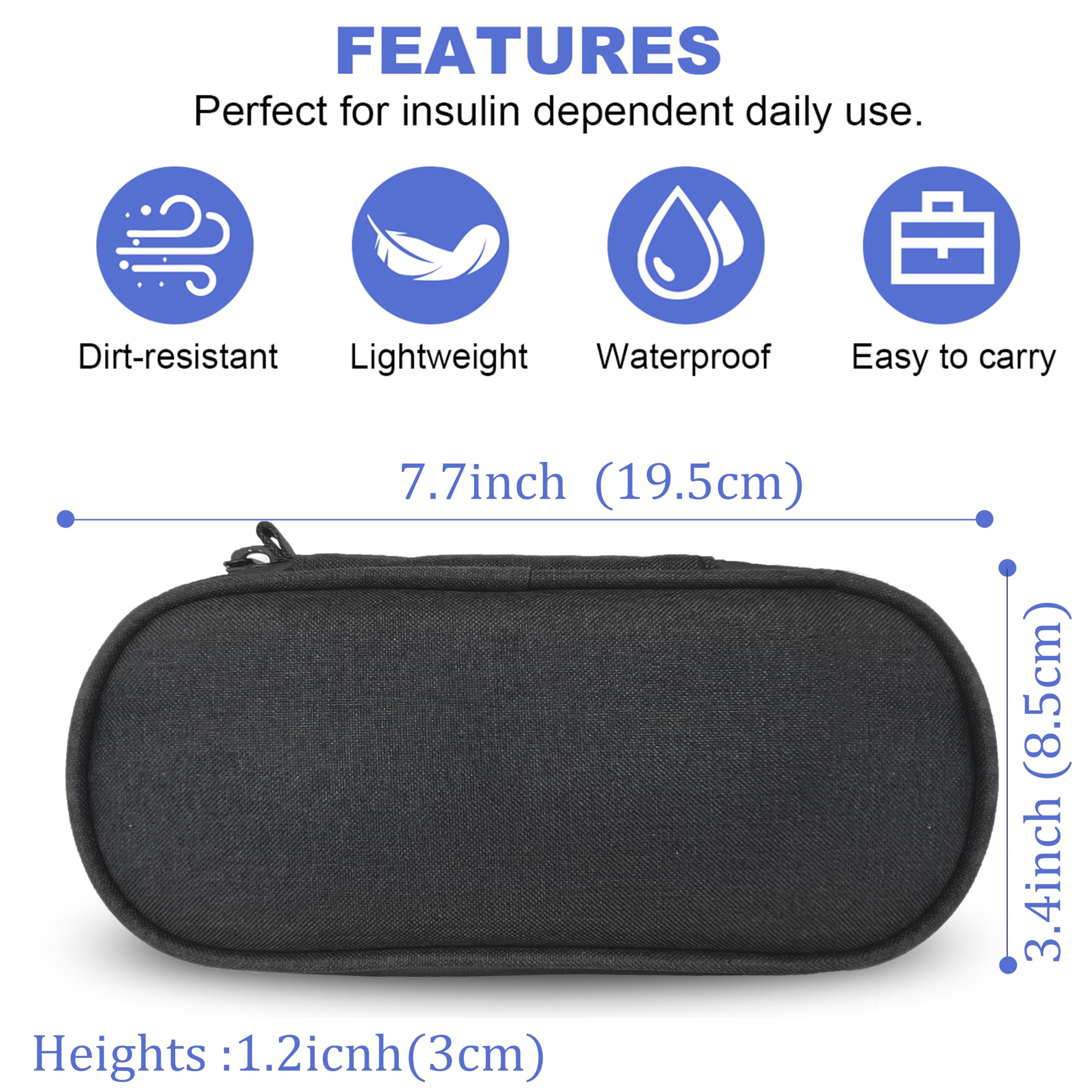 Inside layout of the CDBXPRG cooler case secures insulin pens and refills