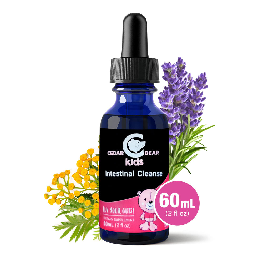 Cedar Bear Naturales kids detox drops dosing with built-in dropper.