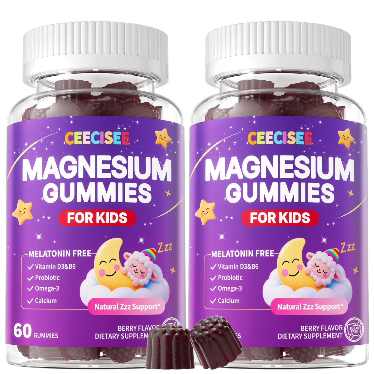 Ceecisee magnesium gummies for kids 4+ packaging in a kid-friendly bottle supports easy nightly routine.