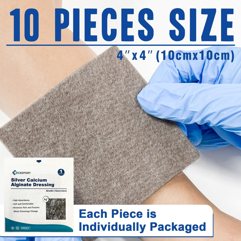 Ceeport AG silver alginate pad suitable for moderate to heavy exudate management.