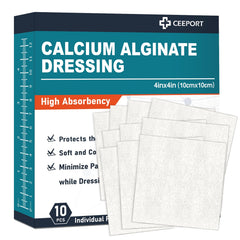 Ceeport calcium alginate wound dressing 4x4 absorption close-up highlights high absorbency